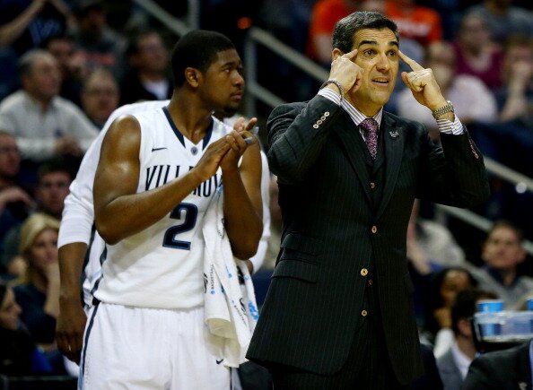 BUFFALO, NY - MARCH 20: Head coach Jay Wright of the Villanova Wildcats motions to his players during the second round of the 2014 NCAA Men's Basketball Tournament against the Milwaukee Panthers at the First Niagara Center on March 20, 2014 in Buffalo, New York. (Photo by Elsa/Getty Images)