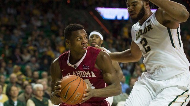 WACO, TX - JANUARY 24: Buddy Hield #24 of the Oklahoma Sooners drives to the basket against the Baylor Bears on January 24, 2015 at the Ferrell Center in Waco, Texas. (Photo by Cooper Neill/Getty Images) *** Local Caption *** Buddy Hield