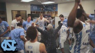 UNC To The Final 4:Locker Room Celebration After Win vs. Kentucky