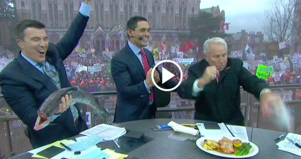 WATCH: Lee Corso Spikes a Salmon at College Gameday