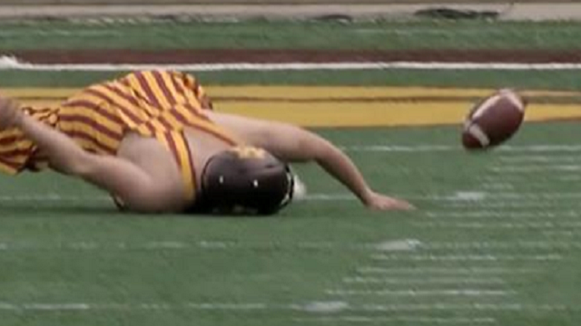 Minnesota Football Fans Hilariously Faceplant After Failing To Catch Punts At Spring Game