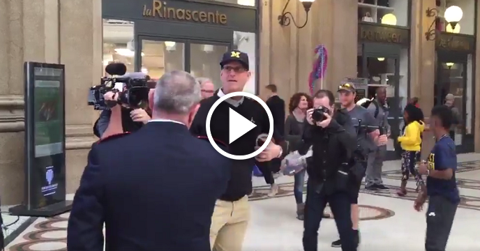 Michigan's Jim Harbaugh Kicked Out Of Mall In Italy For Playing Catch