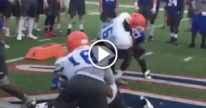 Louisiana College Football Player Destroys His Own Teammate in Drill