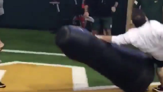 Robotic Tackling Dummy Hilariously Takes Out Baylor's Associate AD