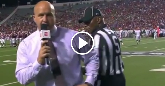 Watch: College Football Official Was Not Happy With Sideline Reporter Following Collision