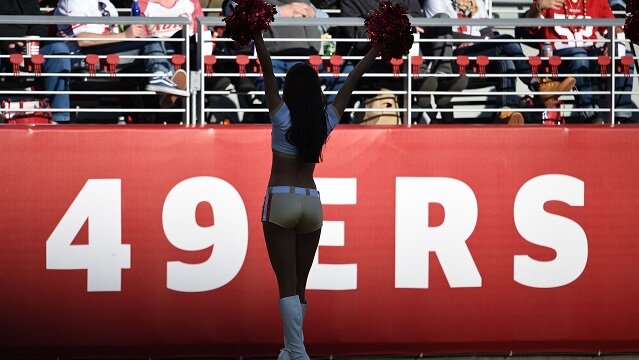 San Francisco 49ers cheerleader performs during the first quarter against the Arizona Cardinals at Levi's Stadium.