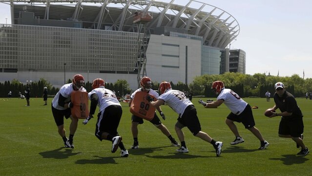 Bengals offensive and defensive linemen training camp