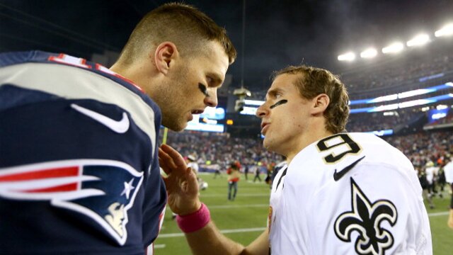 New England Patriots' Tom Brady and New Orleans Saints' Drew Brees