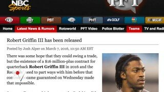  Redskins QB Robert Griffin III To Be Released 