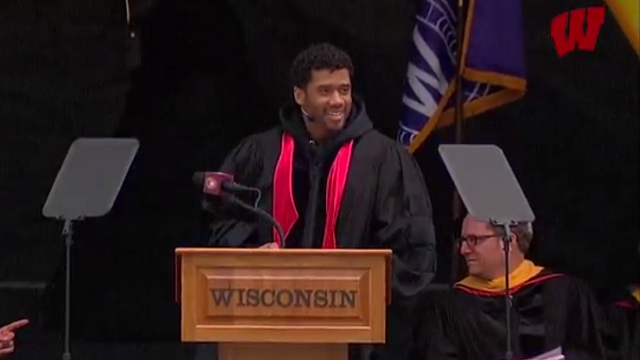 Seattle Seahawks QB Russell Wilson Gives Commencement Speech At Wisconsin Graduation