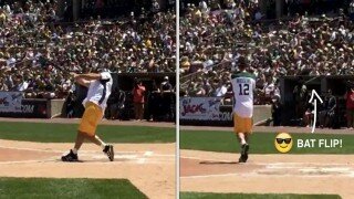 Watch Aaron Rodgers Offer A Solid Bat Flip After Hitting Home Run In Charity Softball Game