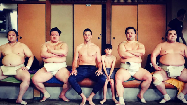 Tom Brady Seeks O-Line Help on Asian Tour with Sumo Wrestlers