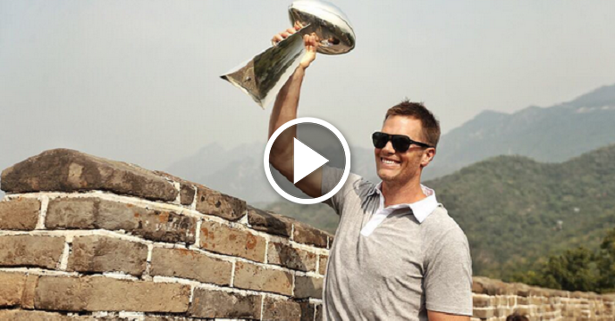 Tom Brady Brings Lombardi Trophy To The Great Wall Of China