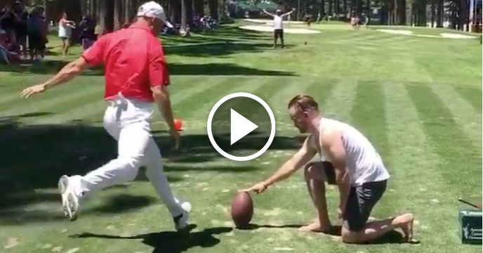 Robbie Gould Impresses Obviously Intoxicated Golf Patrons with Kick at American Century Championship