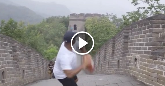 Russell Wilson Completes Epic Touchdown Pass on Great Wall of China