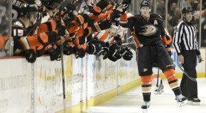 Corey Perry Celebrates With Bench