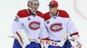 Montreal Canadiens goaltenders Carey Price and Dustin Tokarski