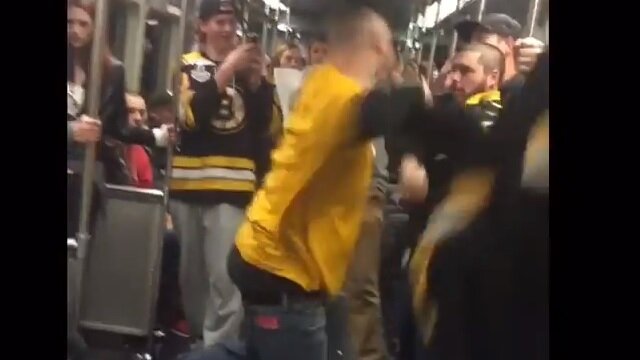 Watch Boston Bruins Fans Have Brutal NSFW Brawl on Subway