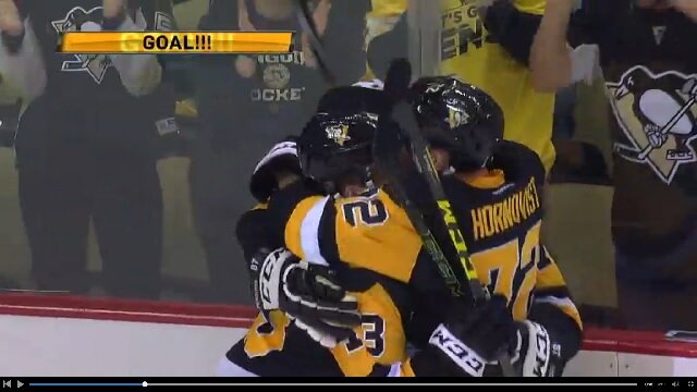 Pittsburgh Penguins\' Sidney Crosby Scores Breakaway Goal