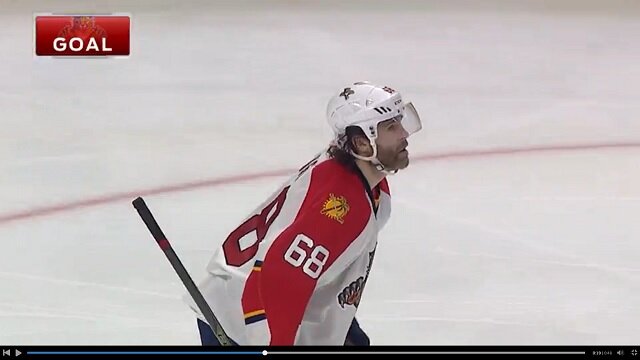 Florida Panthers\' Jaromir Jagr Taps One In To Complete A Pretty Goal