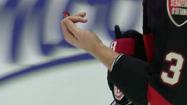 Sidney Crosby Just Slashed Off a Piece of Marc Methot\'s Finger And Didn\'t Get Penalized