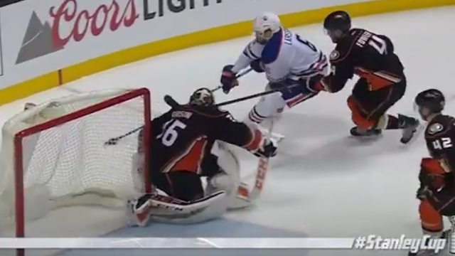 Edmonton Oilers\' Adam Larsson Goes End-to-End for Game-Winning Goal vs. Anaheim Ducks