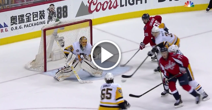 Capitals' Alex Ovechkin Rips Shot that Splits Ear of Penguins' Ron Hainsey