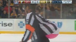 Referee Attempts to Stuff Beach Ball in His Shirt During Senators-Bruins Playoff Game