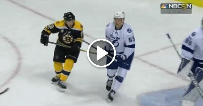 Boston Bruins' Brad Marchand Drills Jake Dotchin Right in the Jollies With Stick