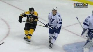 Boston Bruins' Brad Marchand Drills Jake Dotchin Right in the Jollies With Stick