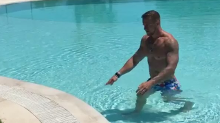 Rangers' Michael Grabner Jumps Out of Pool & Looks Seriously Ripped Up
