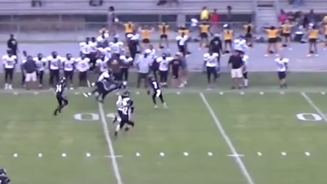  High School Football Player Decleats Defender With Epic Truck Stick 