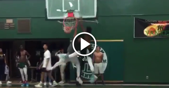 High School Basketball Player Shockingly Shatters Backboard With Powerful Slam Dunk