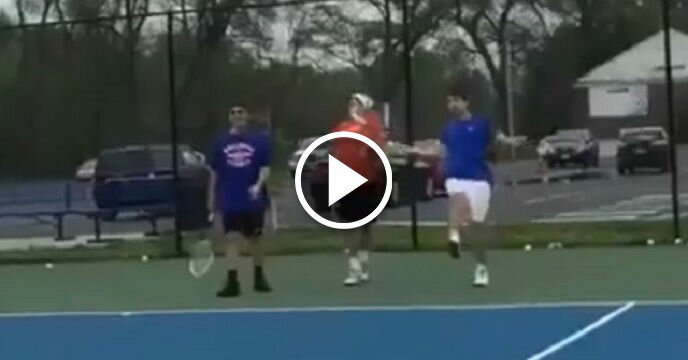 Tennis Player Accidentally Drills Teammate in the Face With His Tennis Racket