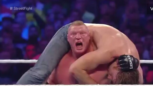 Watch Brock Lesnar Defeat Dean Ambrose With F-5 Onto Steel Chairs At WrestleMania 32