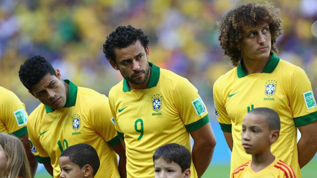 Hulk, Marcelo and David Luiz of Brazil