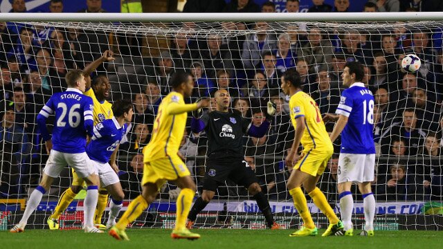 Crystal Palace score against Tim Howard and Everton