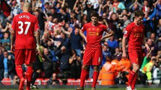 Liverpool players look dejected in loss to Chelsea