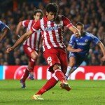 Diego Costa scores a penalty for Atletico Madrid against Chelsea