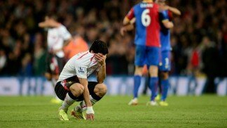 Luis Suarez shows his disappointment at draw with Crystal Palace