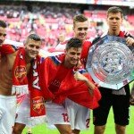 Arsenal celebrate their Community Shield win over Manchester City