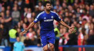 Chelsea striker Diego Costa celebrates scoring a goal