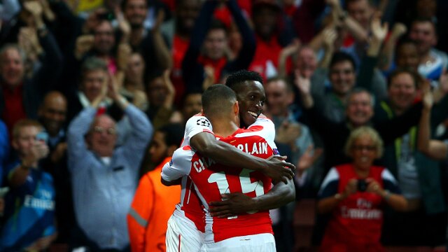 Danny Welbeck celebrates scoring an Arsenal goal