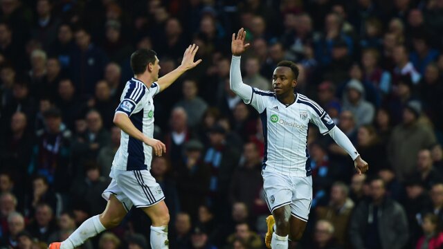 Saido Berahino after scoring for West Brom