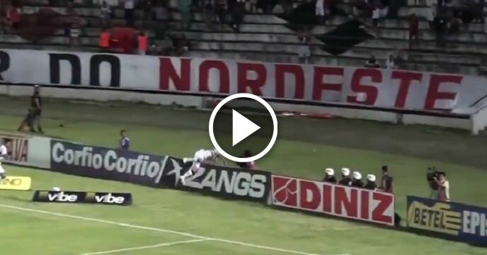 Goal Celebration Goes Wrong When Player Attempts a Jump He Wasn't Athletic Enough to Complete
