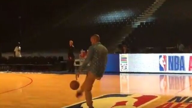 Former French Soccer Star Thierry Henry Drills Half-Court Kick With Basketball