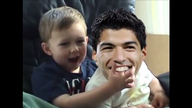 Luis Suarez Takes a Bite Out of 'Charlie Bit My Finger' Viral Video