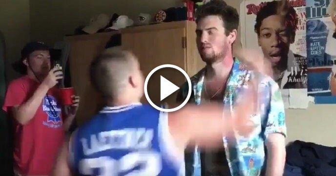 Dude in Hawaiian Shirt Gets Lights Punched Out By Bro Wearing Christian Laettner Jersey