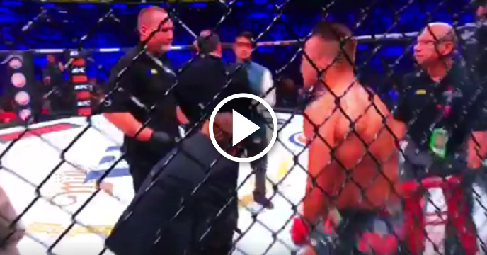 MMA Fighter With Serious Ankle Injury Falls To Canvas After Official Steals His Chair