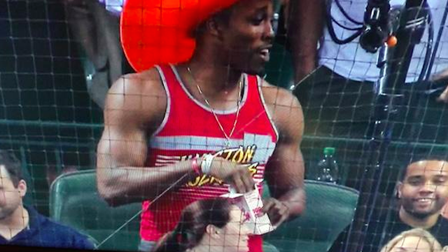Dwight Howard Wears Giant Foam Cowboy Hat Houston Astros Houston Rockets Baseball Game